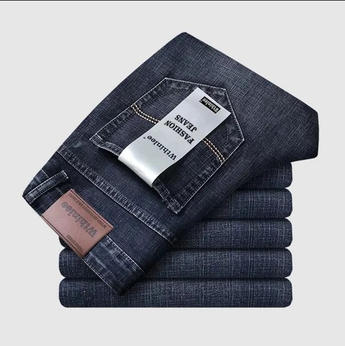 Wthinlee New Business Men's Jeans Casual Straight Stretch Fashion Classic Blue B - Picture 6 of 7