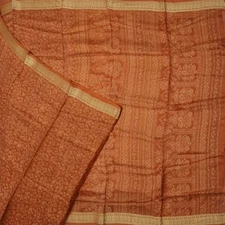 Namaste Vintage Rust Sarees 100% Pure Silk Printed Indian Sari 5YD Craft Fabric