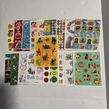 Vintage Sticker Lot 21 Sheets AGC, Gibson, Hallmark, Holiday Characters Looney
