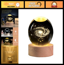 3D Galaxy Crystal Ball with LED Stand - 60mm Glass Sphere Night Light Gift for K