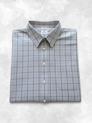 Brooks Brothers 346 Men's Shirt Button Up Long | Size: M | Color: grey (e53) - Photo 1/4