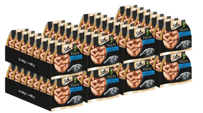 4x16x60g Sheba Katzenfutter Nassfutter Schale Filets Huhn & Thunfisch MSC
