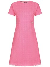 Dolce & Gabbana Rachel Tweed Calf-Length Dress with DG Logo in Pink