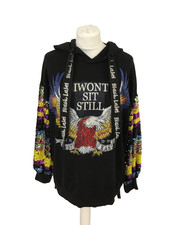 May by Shining Star Black Label Hoodie 'I Won't Sit Still' Sequin Sleeves (B8)
