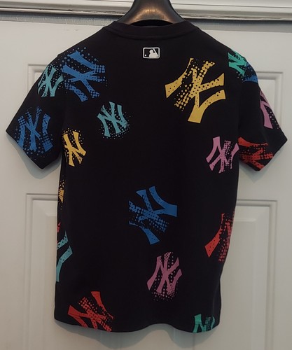 MLB NY YANKEES MEN'S BLACK "NY" ALLOVER COTTON-POLY SHORT SLEEVE SHIRT SIZE S - Picture 8 of 8