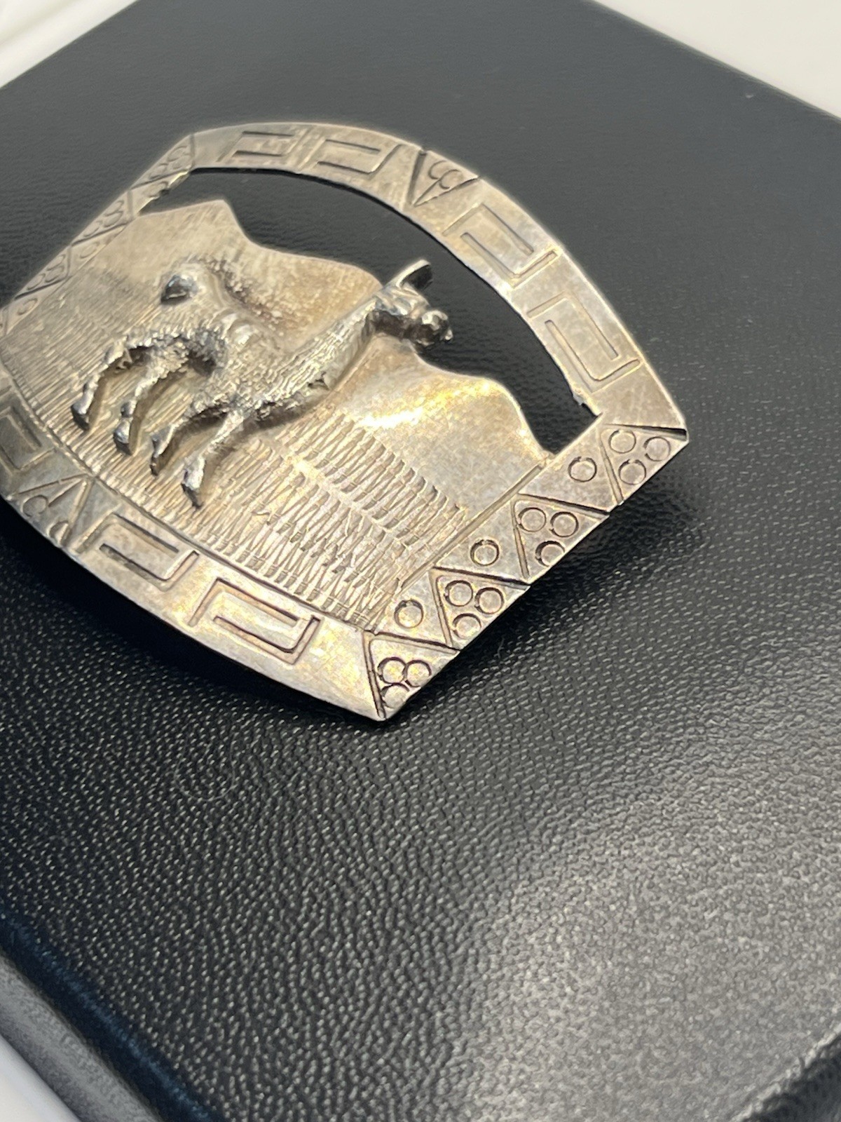 Peruvian llama sterling silver rectangle brooch p… - image 5