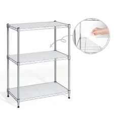 Grey 3-Tier Adjustable Height Welded Steel Garage Storage Shelving Unit with Lin