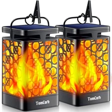 Solar Lanterns Outdoor Upgraded Flickering Flame Waterproof Hanging Lanterns ...