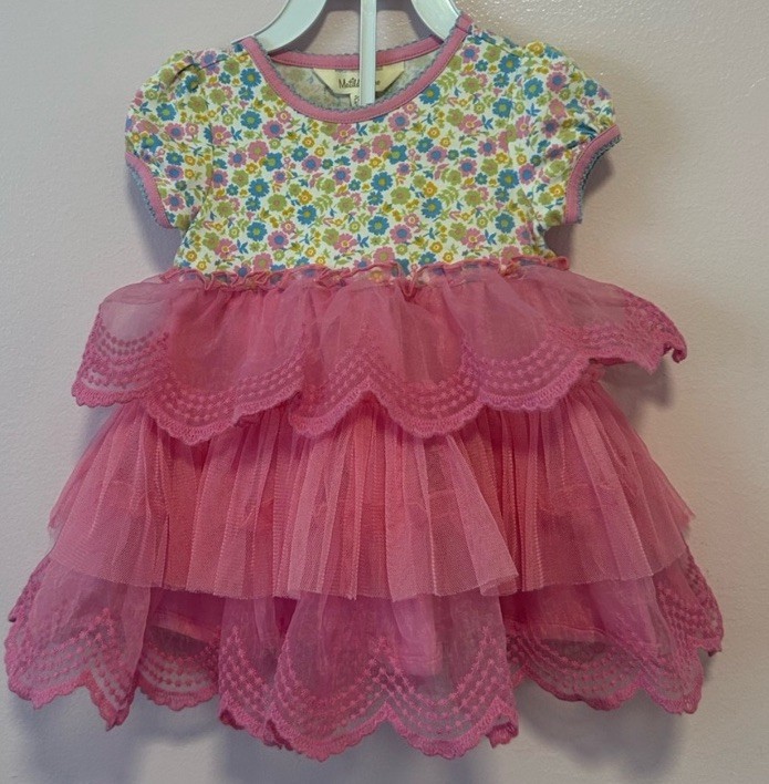 Matilda Jane Pink Tulle Floral Dress See Size 6-12 Months