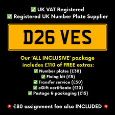 DAVES 😎 DAVE DAVID DAV DAVY DVE 3x3 PRIVATE REGISTRATION NUMBER PLATE D26 VES