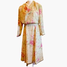 70s Tan Floral Skirt Set