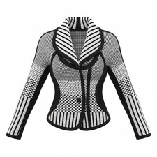 OHNE TITEL Goemetric Black White Zip Knit Jacket RUNWAY Womens Small Gorgeous