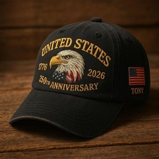 Personalized USA 250th Anniversary Eagle Hat Patriotic Embroidered Cap