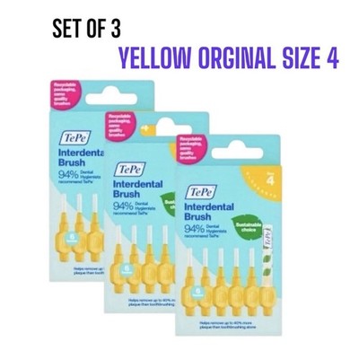 TePe Interdentalbürsten gelb 0,7 mm ISO 4 - 3 × 6er Pack (insgesamt 18 Bürsten)