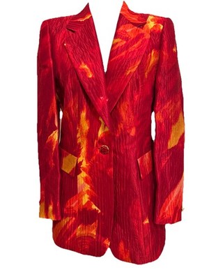 Escada Margaretha Ley Fiery Red Blazer Jacket 80 s $1555 34 US 4 6 Art To Wear