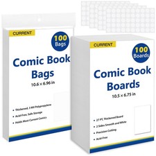 SUNEZLGO Current Comic Book Bags and Boards 100 White, Clear