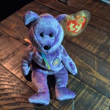 Ty Purple Dreamer Bear Beanie Baby Of The Month 2002