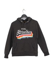 Superdry Women's Hoodie UK 14 Grey Graphic Other with Polyester Pullover