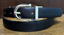 Dillard NWT Reversible Faux Leather Belt Black/Tan Sz M/32-34 15/16  Wide Read