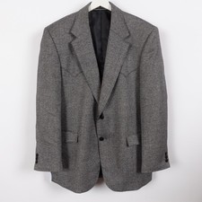 Circle S Western Rodeo Sport Coat Jacket Blazer Black Gray 44R 44 R Vintage
