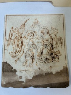 15 16th C. Italian old master ink/wash on laid paper 2 sides drawing