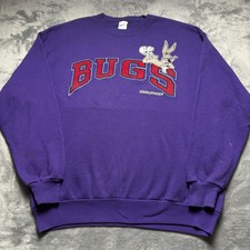 Vintage 1992 Looney Tunes Sweatshirt Adult XL Purple Bugs Bunny Fleece Lined