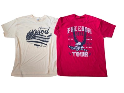 Pre-Owned Set Of 2 Men's 2XL American Apparel Americana Tops Cream Top & Red Top