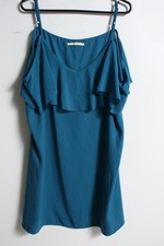 George Womens Chiffon Open Shoulder shift Dress - Teal - Size 20 Folia 