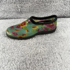 Sloggers Teal Pansy Waterproof Garden Shoes Womens Size 8