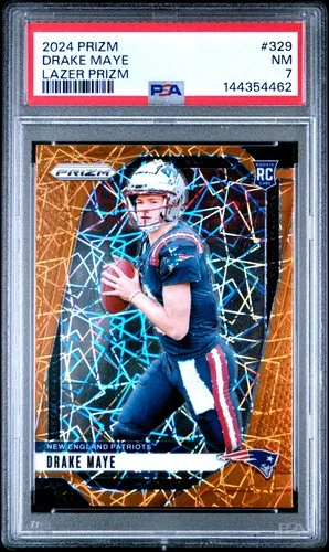2024 PANINI PRIZM LAZER PRIZM #329 DRAKE MAYE ROOKIE RC PSA 7