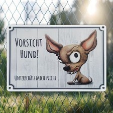 Blechschild Vorsicht Hund Untersch&auml;tz mich nicht Vintage Metallschild TEL4466
