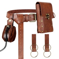Renaissance Belt Pouch Medieval Viking Pirate Leather Bag Potion Bottle Set S...