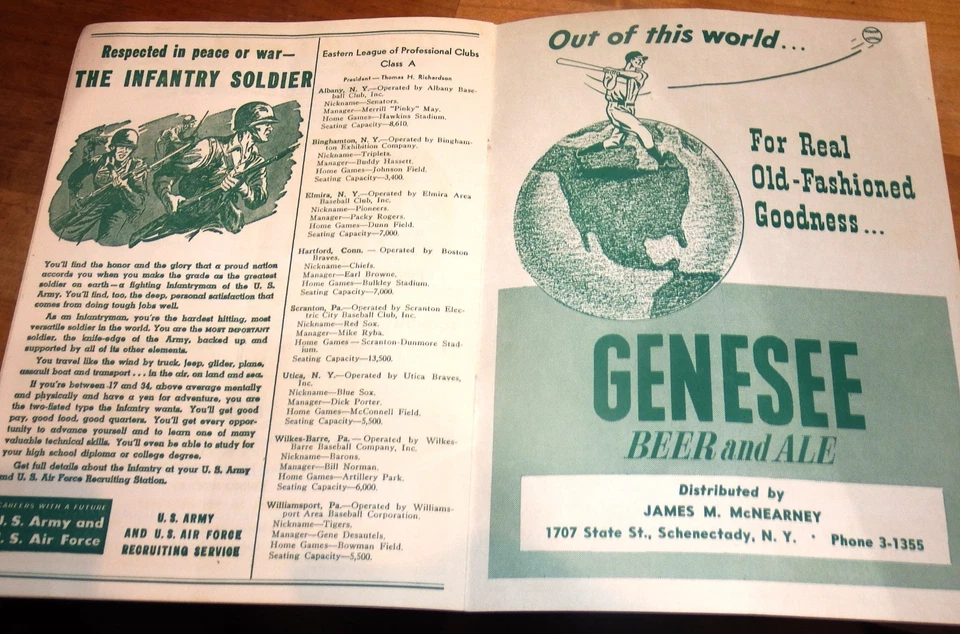 1947 Albany Senators williamsport Eastern League Program and Score card - Image 3 of 3