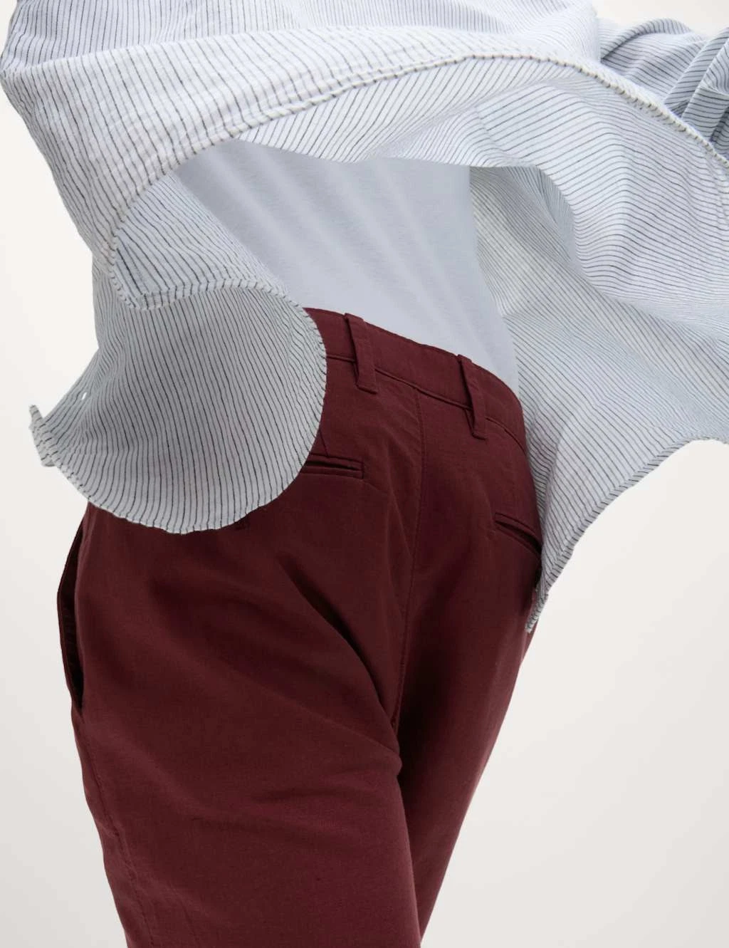 Marks & Spencer Mens Cotton/Linen Chino Shorts in Burgundy - M&S