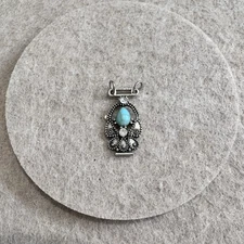 Silver Tone Turquoise Crystal Pendant Jewelry Accessories