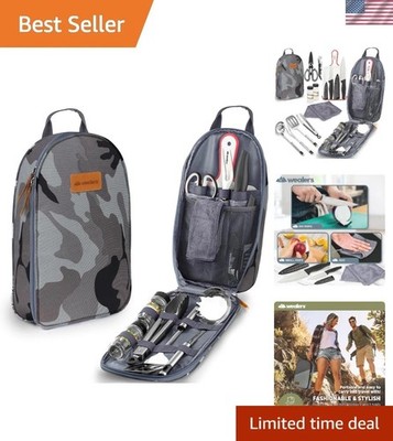 12-Piece Portable Camp Kitchen Utensil Set with Water-Resistant Case