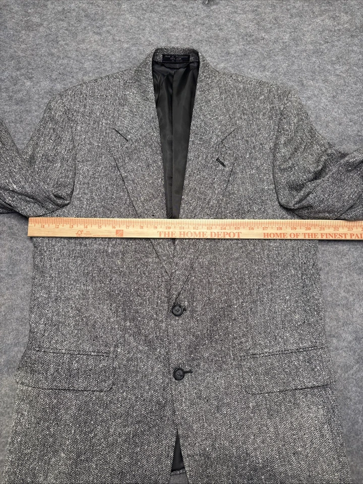 Vintage Barrington Blazer Men's 40 Silk Tweed Sport Coat Jacket Herringbone Gray - Image 4 of 4