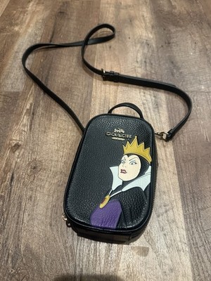 Coach Eva Phone Crossbody Bag Disney Evil Queen Design Black/Gold Snow White