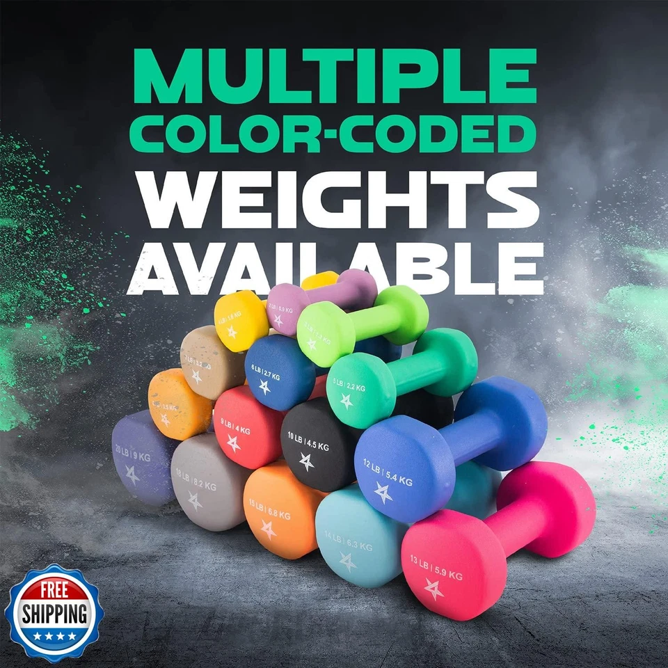 Mancuernas de neopreno Yes4All de 5 libras con agarre antideslizante - Ideal para cuerpo total Wo Foto 4 de 4