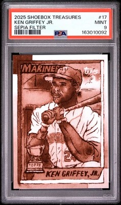 2025 TOPPS SHOEBOX TREASURES SEPIA FILTER #17 KEN GRIFFEY JR. 15/50 PSA 9