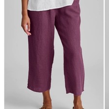 Flax Floods Linen Pull On Elastic Waist Pants Size P 4-6