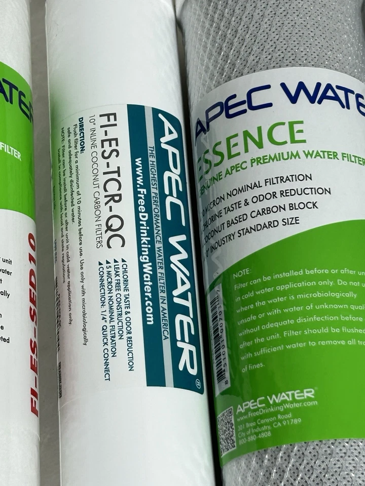 Juego de 4 filtros de agua APEC 10"; FI-ES-SED10; FI-ES-CAB10 (x2); FI-ES-TCR-QC Foto 3 de 4