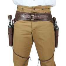 Handmade Western Double Holster Set Fits .22 .38/257 .44/45 Cal Revolvers