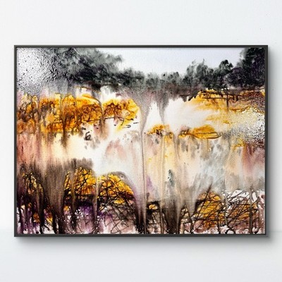 Original Abstract Expressionism 12x16 Landscape Handmade Signed Fine Art 308