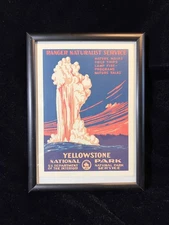 Vintage 1939 Yellowstone National Park Ranger Poster Repro Print 5.5x7.5 Framed