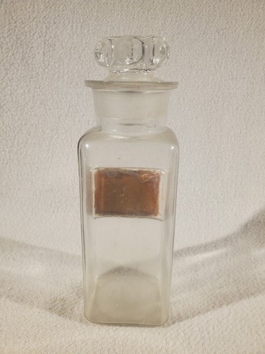 Antique Apothecary Lug Jar Label Under Glass Pharmacy Bottle ~ 8.25" Bism Subnit - 第 3/6 張圖片