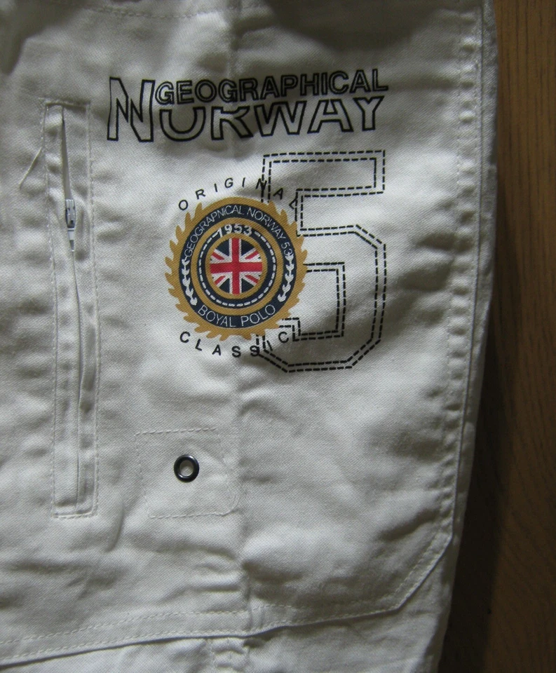 PANTALONES CORTOS HOMBRE BLANCOS GEOGRÁFICOS NORUEGA TALLA 2XL EN MUY BUENA CONDICIÓN Foto 4 de 4