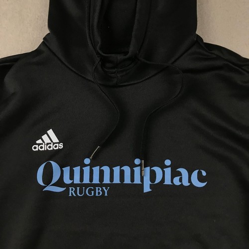 Adidas Quinnipiac Bobcats Rugby Hoodie Mens Medium Black AeroReady Hooded NCAA - Picture 2 of 9