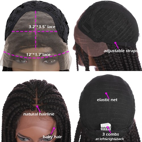 Lace Front Hand Braided Updo Bun Cornrow Braids Women Wigs Long Hair 35" African - Picture 50 of 142