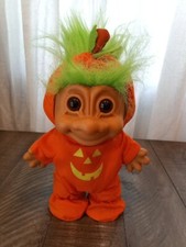 Vintage Russ Troll Halloween Jack O Lantern Pumpkin Costume Green Hair 8